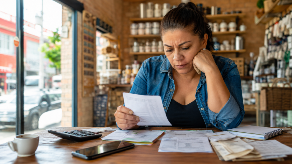 Empreendedora consultando débitos de MEI atrasado